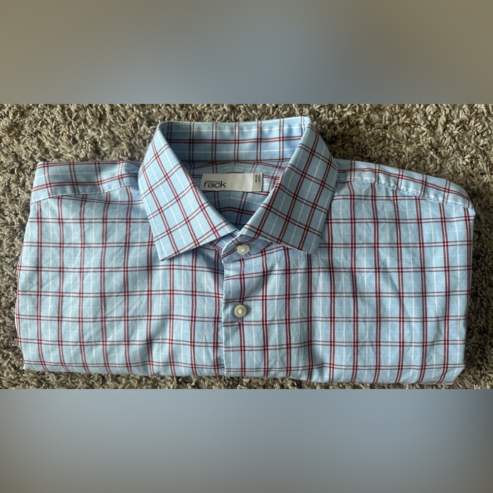 Nordstrom Light Blue and Burgundy Checkered Shirt